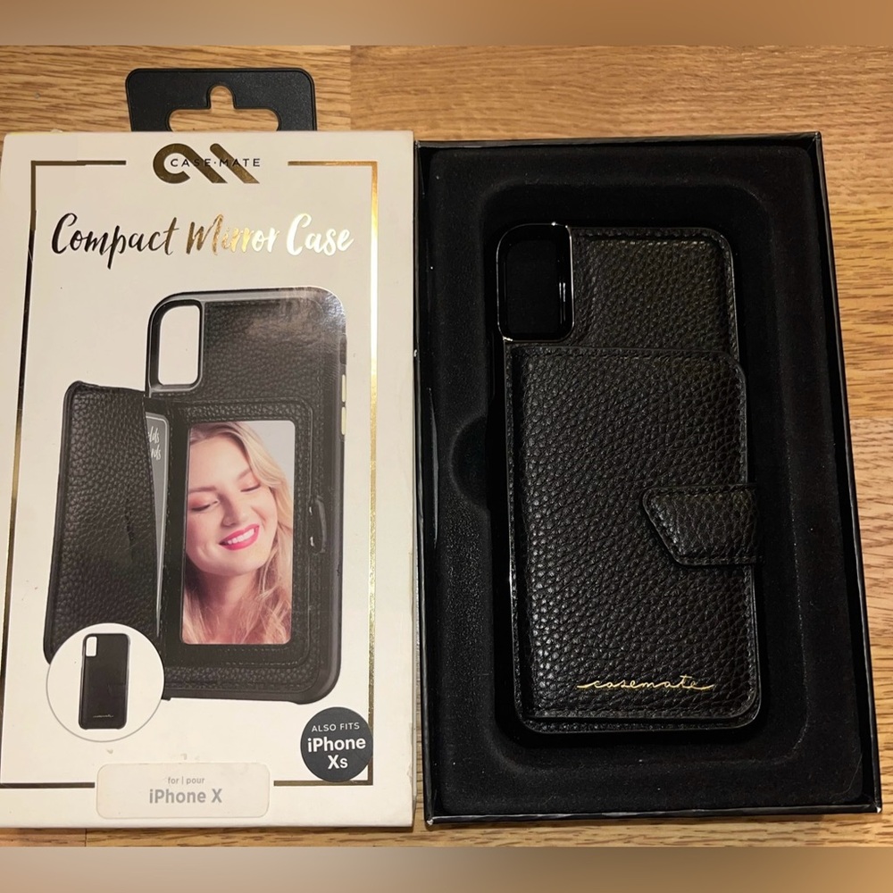 BRAND NEW:  Case-Mate Black Wallet & Mirror Combo Case for iPhone X/Xs